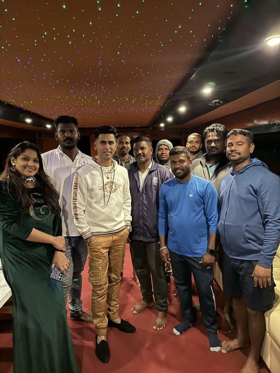Family celebration at Atlantis night skyline